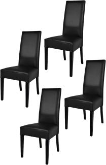 Tommychairs - 4er Set Moderne Stühle Luisa für Küche und Esszimmer, robuste Struktur aus lackiertem Buchenholz Farbe Schwarz, Gepolstert und mit schwarzem Kunstleder bezogen