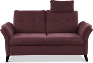 CAVADORE 2er Sofa Grönland / Skandinavische 2-Sitzer-Couch mit Federkern, Sitztiefenverstellung + Kopfstütze / 173 x 90 x 102 / Flachgewebe, Rot