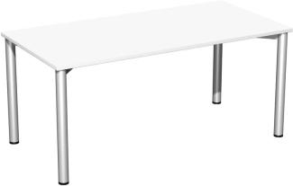 Schreibtisch, 160x80cm, Weiß / Silber