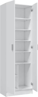 Mehrzweck-Kleiderschrank mit zwei Türen mit sechs Einlegeböden, Farbe Weiß, Maße 59 x 180 x 37 cm