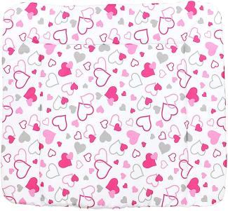 TupTam Baby Wickeltischauflage mit Baumwollbezug Gemustert, Farbe: Herzen Rosa / Grau, Größe: 70 x 50 cm