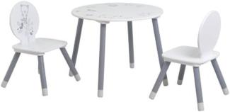 Kindertisch >Bear< in weiss/grau aus Kunststoff/Kiefer - 60x50x60cm (BxHxT)