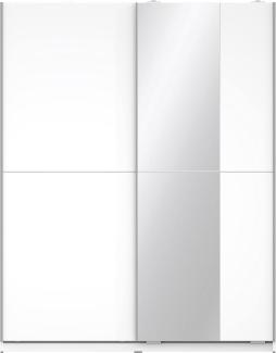 FORTE Winner Schwebetürenschrank mit 1 Tür und 1 Spiegeltür, Holzwerkstoff, Weiß, 61,2 x 150 x 190,5 cm