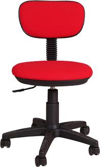 Dmora Bürostuhl auf Rädern, Liftstuhl, Gepolsterter Stoffstuhl, 58x53h77 / 87 cm, Rote Farbe