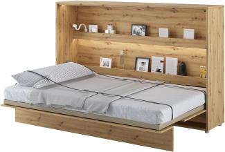 MEBLINI Schrankbett Bed Concept - Wandbett mit Lattenrost - Klappbett mit Schrank - Wandklappbett - Murphy Bed - Bettschrank - BC-05 - 120x200cm Horizontal - Artisan Eiche