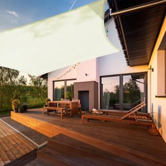 HAIKUS Sonnensegel Wasserdicht Rechteckig 4x4m Sonnenschutz Wasserabweisend Premium PES Polyester mit UV Schutz für Balkon Garten Terrasse Quadratisch Creme