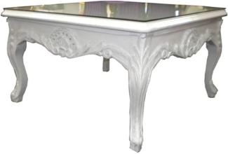 Casa Padrino Barock Couchtisch Weiß 80 x 80 cm - Beistelltisch - Wohnzimmer Salon Tisch
