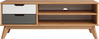 TV-Lowboard Scandik in Massivholz Kiefer honigfarben lackiert 110 cm