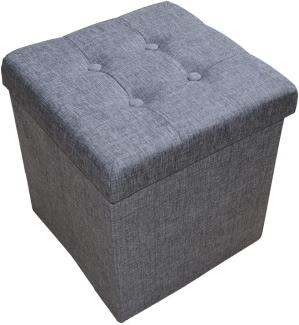 Style home Sitzhocker Sitzbank mit Stauraum, Faltbare Aufbewahrungsbox Sitztruhe Sitzwürfel Fußablage, belastbar bis 300 kg, aus Leinen, 38 * 38 * 38cm (Grau)
