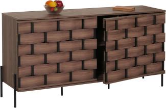 Sideboard HWC-M44, Kommode Schrank Anrichte, 3D-Flecht-Design Push-to-open Türen 152x80x40cm, braun