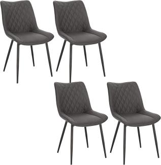 WOLTU 4 x Esszimmerstühle 4er Set Esszimmerstuhl Küchenstuhl Polsterstuhl Design Stuhl mit Rückenlehne, mit Sitzfläche aus Stoffbezug, Gestell aus Metall, Dunkelgrau, BH248dgr-4