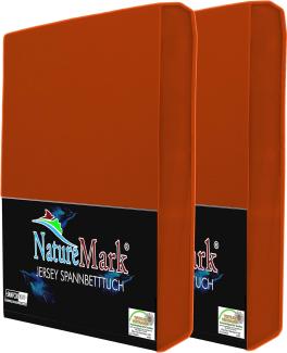 NatureMark 2er Pack Kinder JERSEY Spannbettlaken, Spannbetttuch 100% Baumwolle in vielen Größen und Farben MARKENQUALITÄT ÖKOTEX STANDARD 100 | 70x140 cm - rost rot