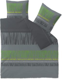 CelinaTex Touchme Biber Bettwäsche 200 x 200 cm 3teilig Baumwolle Bettbezug Anni grau schwarz grün