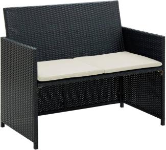 2-Sitzer-Gartensofa aus Polyrattan in Schwarz 100 x 85 x 56 cm