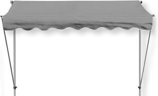 Grasekamp Klemmmarkise Ontario 255x130cm Grau Balkonmarkise höhenverstellbar von 200 cm – 320 cm