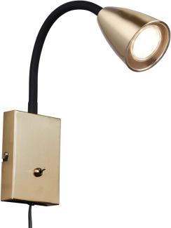 Flexible LED Leselampe, Wandleuchte mit & ohne Stecker, Messing matt