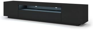 TV-Schrank AURA 200 cm schwarz matt + LED