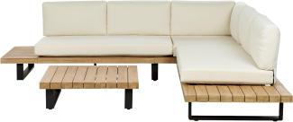 Lounge Set zertifiziertes Akazienholz 5-Sitzer hellbraun Auflagen cremeweiß MYKONOS