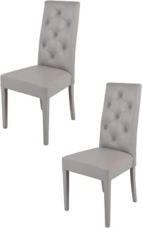 Tommychairs - 2er Set Moderne Stühle Chantal für Küche und Esszimmer, robuste Struktur aus lackiertem Buchenholz Farbe Hellgrau, gepolstert und mit hellgrauem Kunstleder bezogen