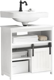 SoBuy BZR61-W Waschbeckenunterschrank mit Schiebetür Badschrank Waschtisch Unterschrank Badmöbel Weiß BHT ca: 60x62x30cm