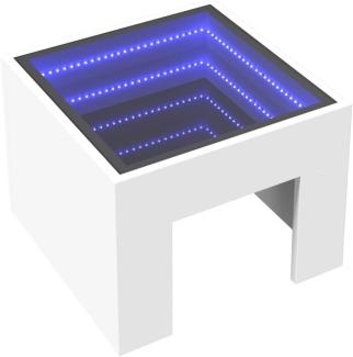 Couchtisch mit Infinity-LED Weiß 40x40x30 cm 847595