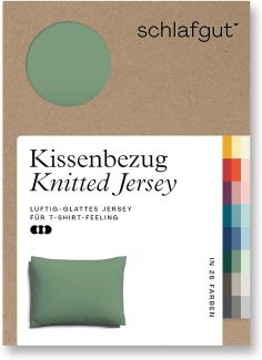 Schlafgut Knitted Jersey Bettwäsche | Kissenbezug einzeln 70x90 cm | green-mid