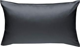 Bettwaesche-mit-Stil Mako-Satin / Baumwollsatin Bettwäsche uni / einfarbig dunkelgrau Kissenbezug 40x60 cm