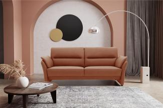 DOMO Collection Lascano 2 Sitzer, formschöner 2er Couch mit Federkern in Lederoptik, Sitzraster 60, Sofa, Garnitur, Cognac, 152 cm