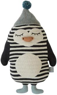 OyOy Mini Darling Cushion Baby Bob Penguin - Stofftier Pinguin - Süßes Baby Kinder Kissen Kuschelkissen und Schmusekissen - Baumwolle 26x18 cm