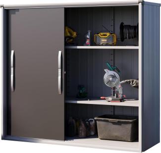 GFP Geräteschrank Metall 210x75x191 cm Gartenschrank wetterfest mit Schiebetür in anthrazit inkl. Fußboden