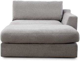CAVADORE Sofa-Modul "Fiona" Longchair mit Armteil rechts / XXL-Recamiere passend zur Couchgarnitur Fiona / 139 x 90 x 199 /Webstoff hellgrau