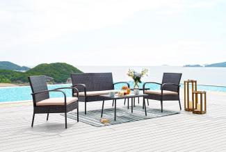 Garten Sitzgruppe Polyrattan Gartentisch Sessel Stuhl Tisch Lounge grau