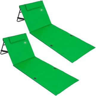 DEUBA 2x Strandmatte - gepolstert, mit Lehne und Tasche grün