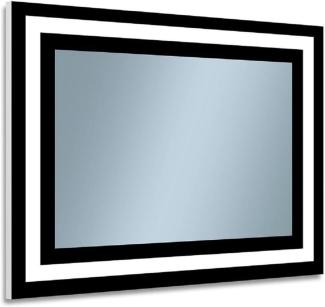 Casa Padrino Luxus Badezimmer Spiegel Schwarz 80 x 2,8 x H. 60 cm - Rechteckiger Wandspiegel mit LED Beleuchtung - Badezimmer Möbel - Badezimmer Accessoires - Luxus Möbel