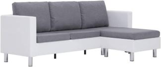 vidaXL 3-Sitzer-Sofa mit Kissen Weiß Kunstleder [282202]