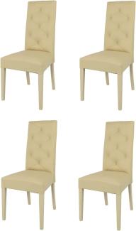 t m c s Tommychairs - 4er Set Moderne Stühle Chantal für Küche und Esszimmer, robuste Struktur aus lackiertem Buchenholz Farbe Sand, gepolstert und mit Kunstleder Farbe Sand bezogen