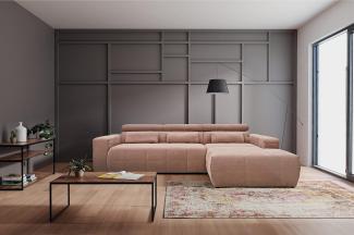 DOMO. collection Brandon Ecksofa, Sofa mit Rückenfunktion in L-Form, Polsterecke, Eckgarnitur, rosa, 288 x 228 x 80 cm