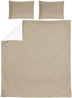 Meyco Home Basic Jersey Uni Bettwäsche Doppelbett (aus 100% Baumwolle, atmungsaktives Material, einfache Pflege, praktischer Einschlagstreifen, Maße: 240 x 200/220 cm), Taupe/Cremeweiß