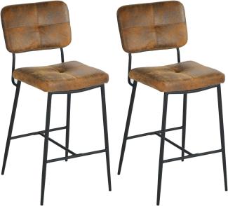 MEUBLE COSY Barhocker 2er Set Barstuhl mit Fußstütze Lehne aus Bouclé Frottier Kissen Metallbeine Design Stuhl Küchenstuhl