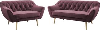 MKS MEBLE Sofa - Moderne Sofa Set 3+2 - Skandinavische Deko Polstersofa - Pirs Zwei Loungesofas - Fünf Personen Rosa