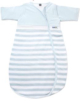 Gesslein 774138 Bubou Babyschlafsack mit abnehmbaren Ärmeln: Temperaturregulierender Ganzjahreschlafsack, Baby/Kinder Größe 130 cm, hellblau/weiß gestreift