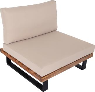 Lounge-Sessel HWC-H54, Garten-Sessel, Spun Poly Akazie Holz MVG-zertifiziert Aluminium ~ hellbraun, Polster beige