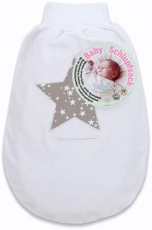 babybay Schlupfsack Organic Cotton mit Gurtschlitz, weiß Applikation Stern taupe Sterne weiß