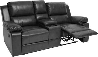 2er Kinosessel HWC-H29, Relaxsessel Fernsehsessel Zweisitzer Sofa, Fach Getränkehalter Soft Touch Kunstleder ~ schwarz
