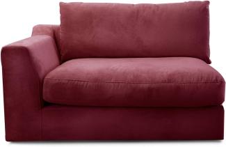 CAVADORE Sofa-Modul "Fiona"mit Armteil links / individuell kombinierbar als Ecksofa, Big Sofa oder Wohnlandschaft / 138 x 90 x 112 / Webstoff burgunder-rot