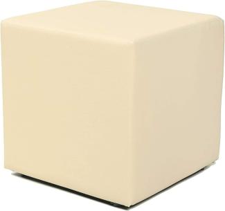 Design Sitzwürfel Kubus I Kunstleder Hocker 45x45x45 cm modern in beige / creme