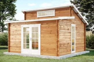 Alpholz Gartenhaus Lausitz ISO Gartenhaus aus Holz Holzhaus mit 40 mm Wandstärke Blockbohlenhaus mit Montagematerial