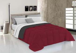 Italian Bed Linen Wintersteppdecke Elegant, Bordeaux/Dunkelgrau, Doppelte, 100% Mikrofaser, 260x260cm