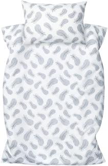 Amilian Kinderbettwäsche 2-teilig 100% Baumwolle Kinder Bettwäsche Babybettwäsche für Baby Bettbezug 100 x 135 cm, Kopfkissenbezug 40 x 60 cm, mit Daune grau