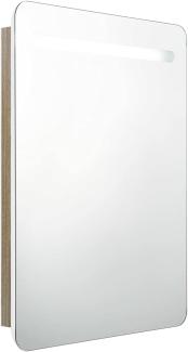 vidaXL LED-Bad-Spiegelschrank Weiß und Eichenoptik 60x11x80 cm